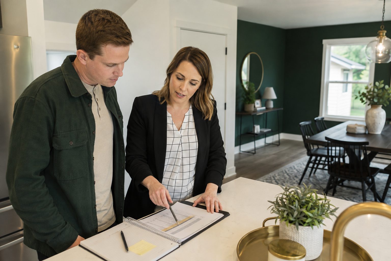 Michigan home buyer and agent discussing seller-paid closing costs